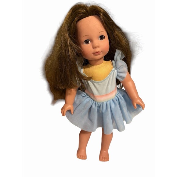 Gotz Puppe Doll 18” Exclusively for Pottery Barn Kids Cloth Body Brown Hair/Eyes - Picture 1 of 13
